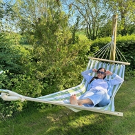 Black Fabric Hammock with 118 cm solid wood sticks